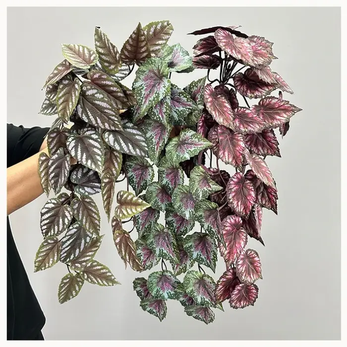 3 pièces de plantes vertes artificielles de type feuille de perilla