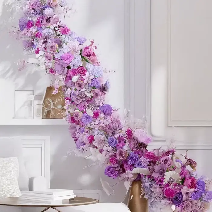 Arrangement de rangées de fausses fleurs 200x35CM