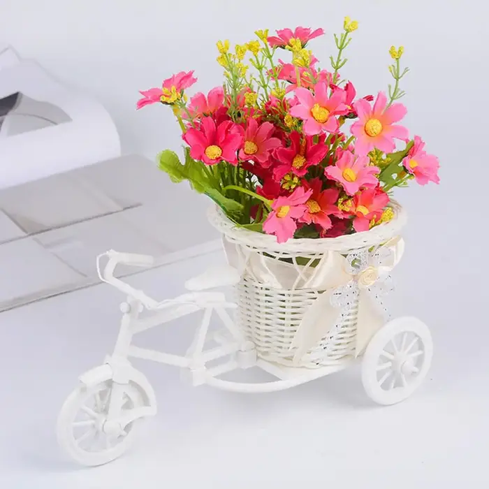 Panier de fleurs de vélo en rotin