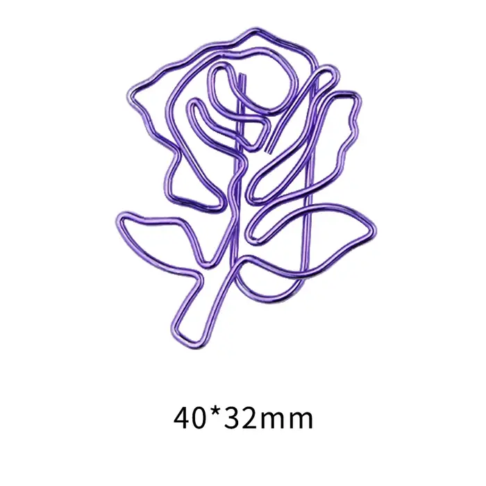 Trombone fleur rose violette, grande épingle, pince à license, trombones mignons, lot de trombones e