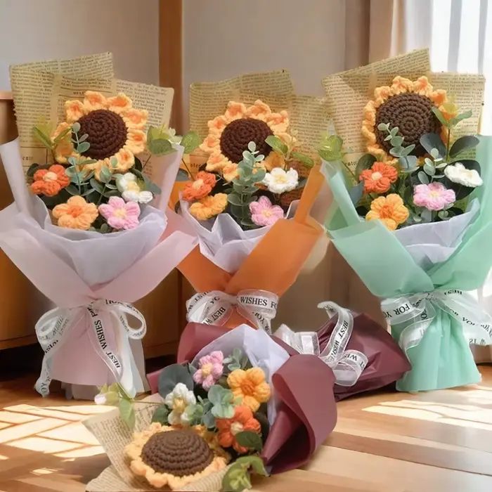 Bouquet de fleurs artificielles au Crochet