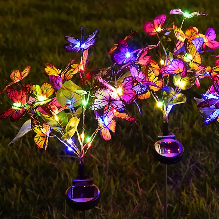 Lampe solaire au sol en forme de fleur de papillon