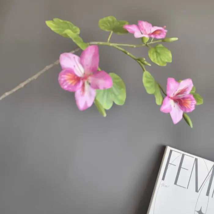 2 pièces impression 3D fleurs de Bauhinia artificielles plantes vertes décor d'hôtel plante de Simulation blanc