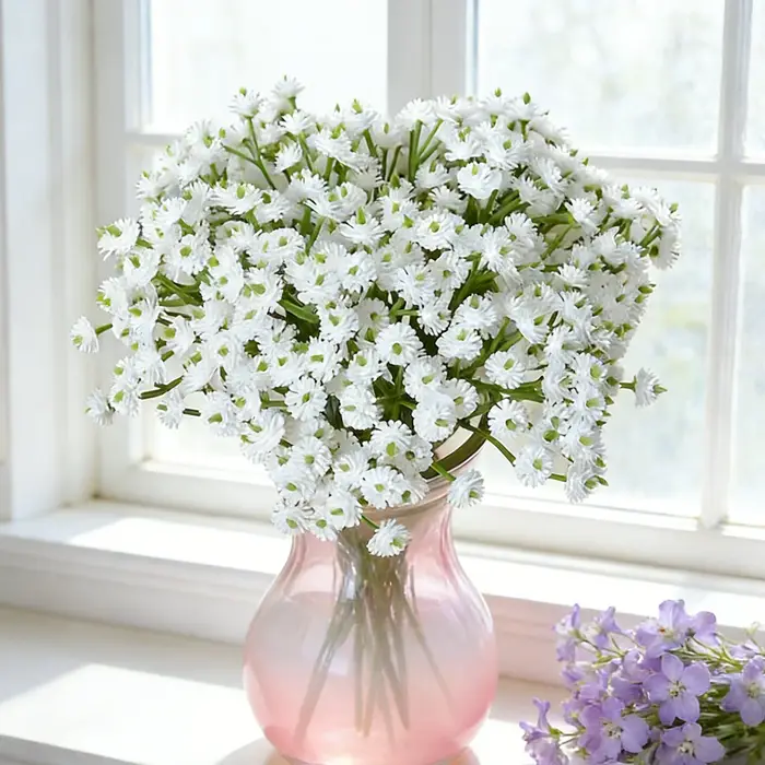 Fleurs Artificielles Gypsophile Couronne de Mariage Décoration Maison Table Extérieur Jardin Cour Bouquet de Mariée Multiples Idées Cadeaux DIY