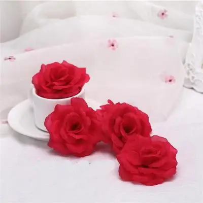 10 pièces 8 cm bordeaux artificielle Rose tête de fleur pour la décoration de mariage cadeau de saint valentin bricolage