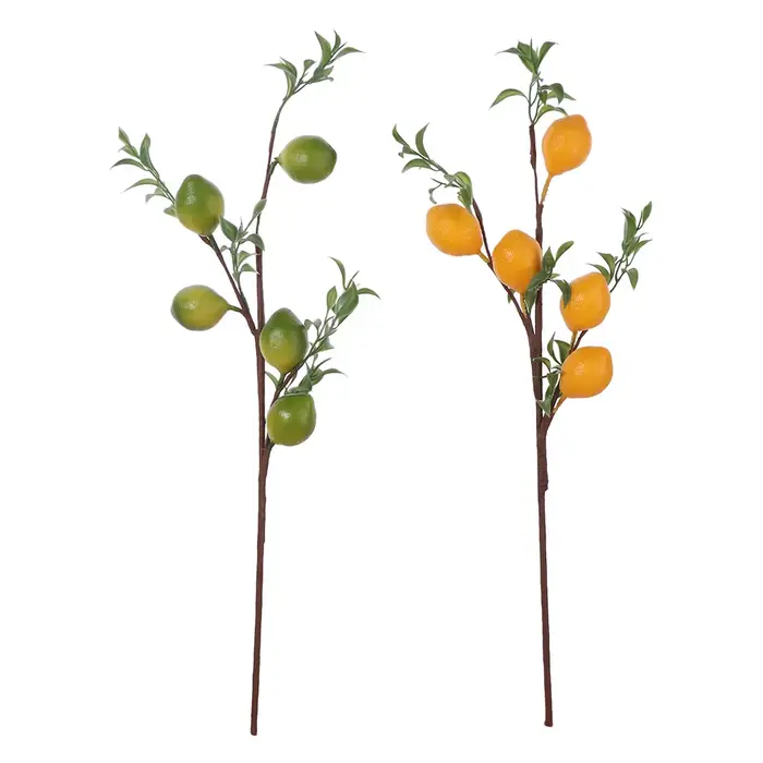 Branche de citron artificielle en plastique, plantes vertes, simulation de citronnier, style europée