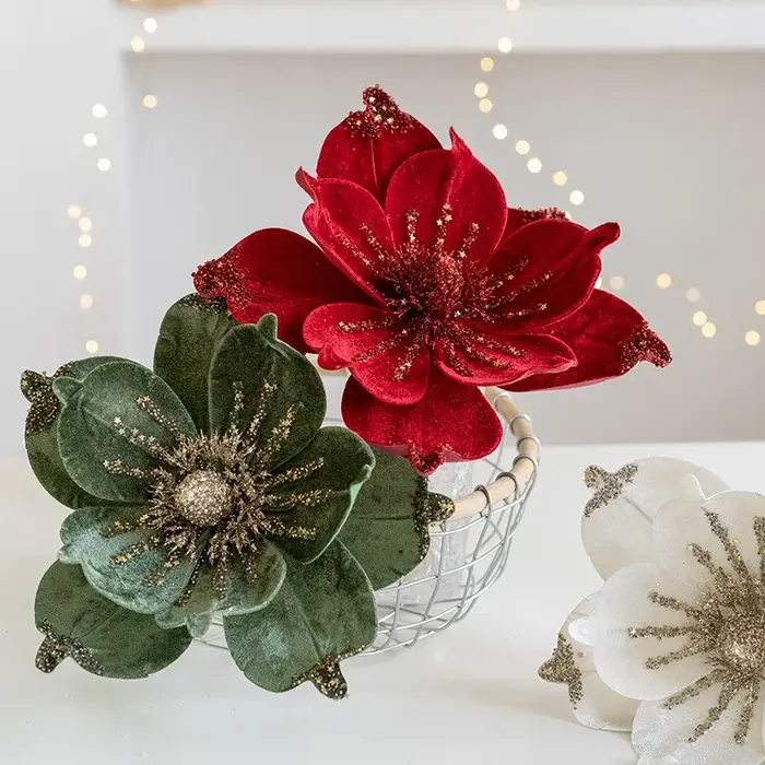 1 pièce de noël Poinsettia paillettes fleur arbre