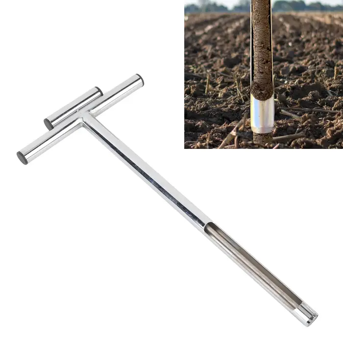 Sonde d'échantillon de sol avec éjecteur, tige tubulaire en acier inoxydable, poignée en forme de T 