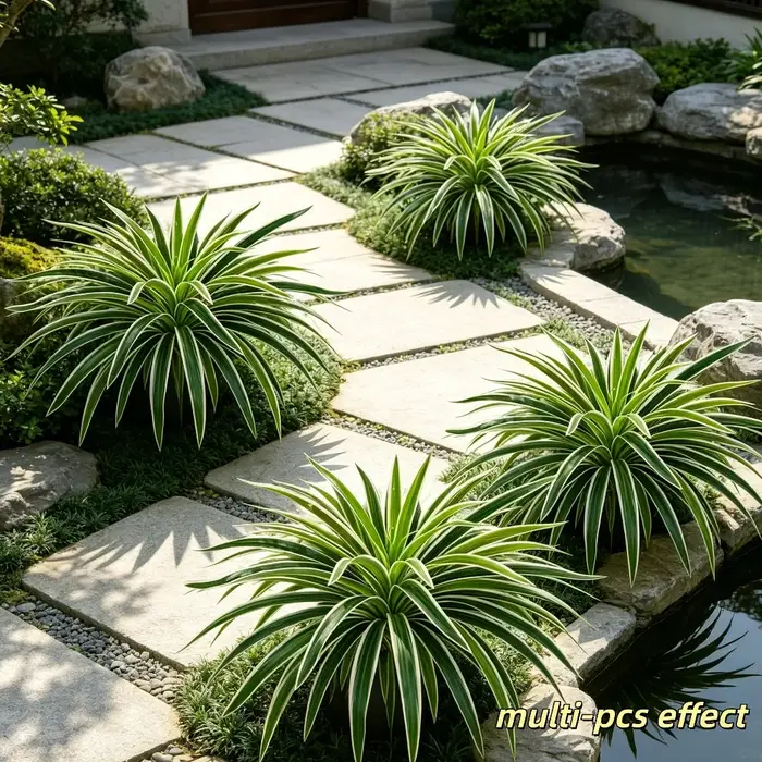 2 plantes artificielles en forme d'araignée, branches et feuilles luxuriantes pour plantes en pot et jardinières