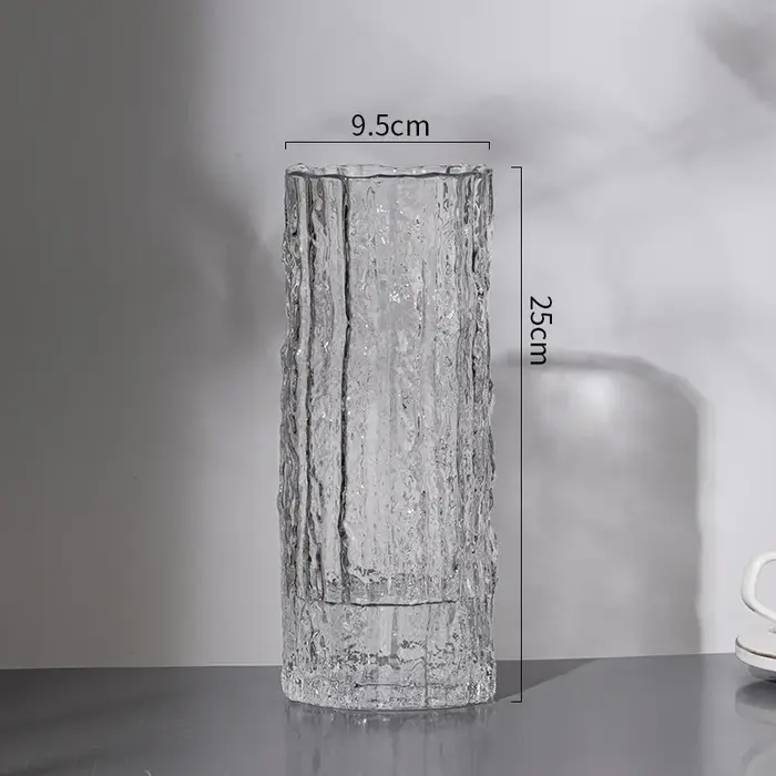 Vase en verre transparent pour décoration de table à manger