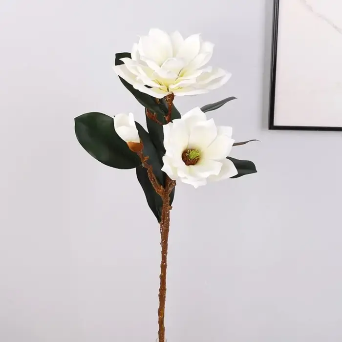 Grande fleur de magnolia artificielle, toucher réaliste, branche de magnolia artificielle réaliste, 