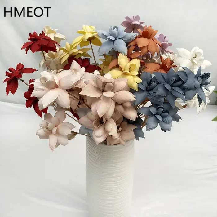 6 têtes de petites fleurs artificielles en soie blanches pour la décoration de table à la maison