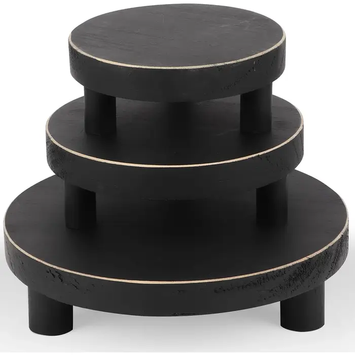Support de plantes en bois, 3 pièces, tabouret en bois d'intérieur et d'extérieur, présentoir rond,
