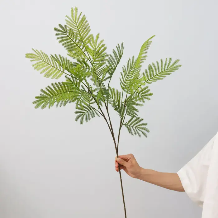 1 pièce, fleur artificielle plante verte Mimosa herbe feuilles de Silicone, décoration de mariage St