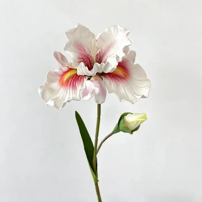 Fleurs d'iris artificielles réalistes de 45 cm - Texture EVA à 2 têtes | Tues de peinture à l'huile et charme naturel |