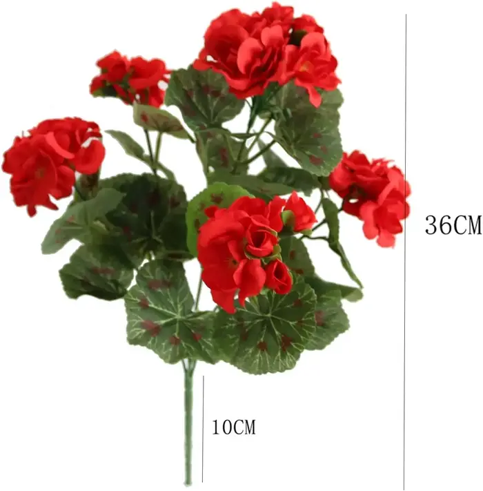 Fleurs artificielles de géranium rouge sadbegonia injFlowers, décoration de jardin, extérieur et intérieur, pelouse, 4 pièces