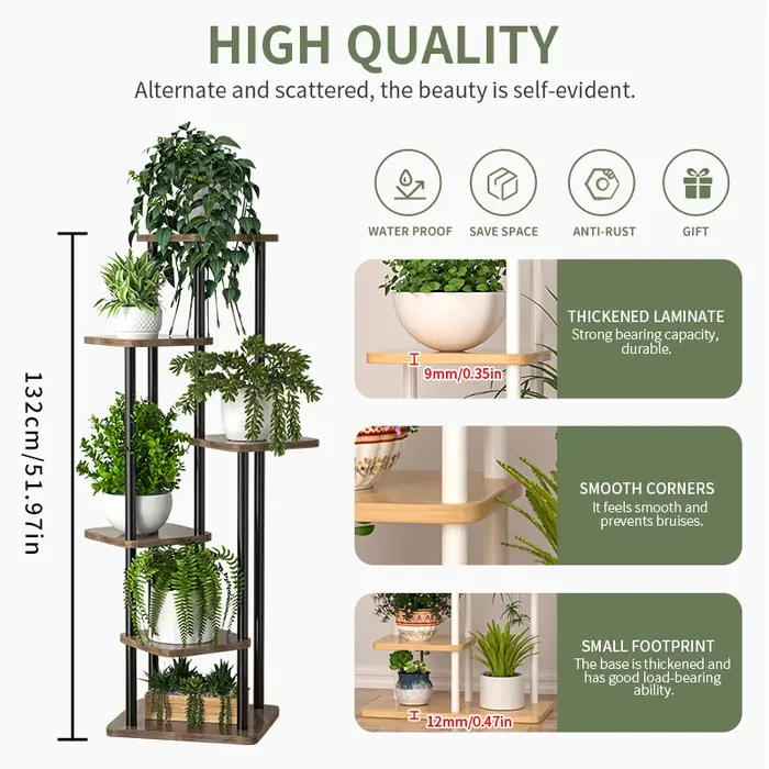 Étagère en bois pour plantes et fleurs