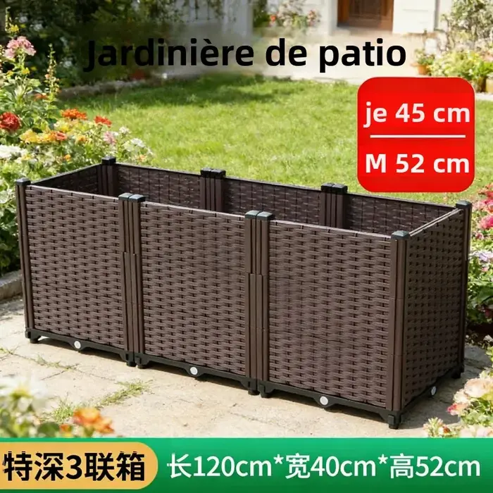 Grande boîte de jardinière à 3 niveaux 120x40x52cm