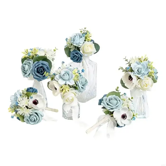 Bouquets fleurs artificielles 6 pièces, pour mariée demoiselles d'honneur, décoration mariage 55KF