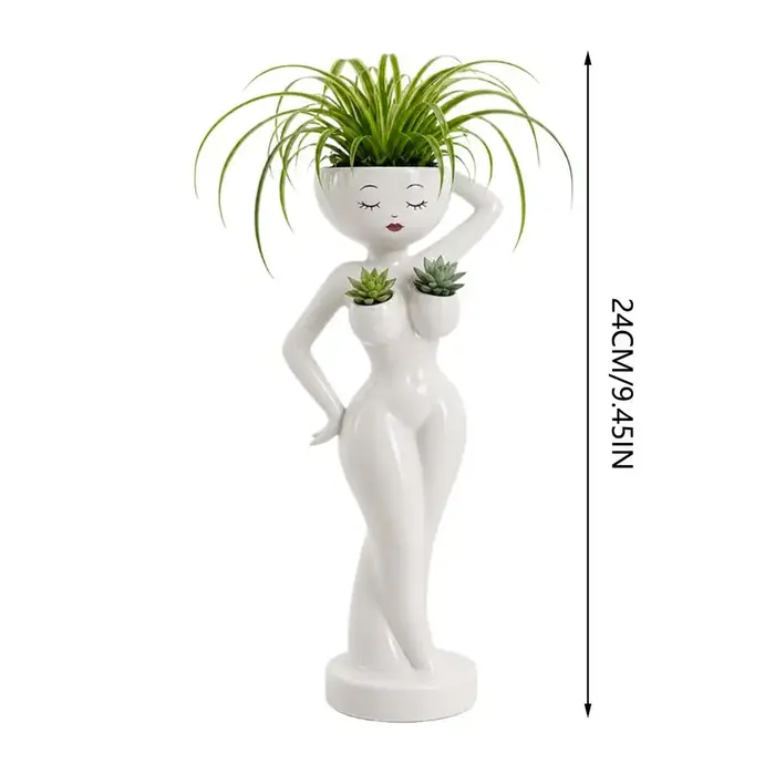 Pot de fleurs amusant en résine en forme de corps féminin pour cactus et succulentes, décoration pou