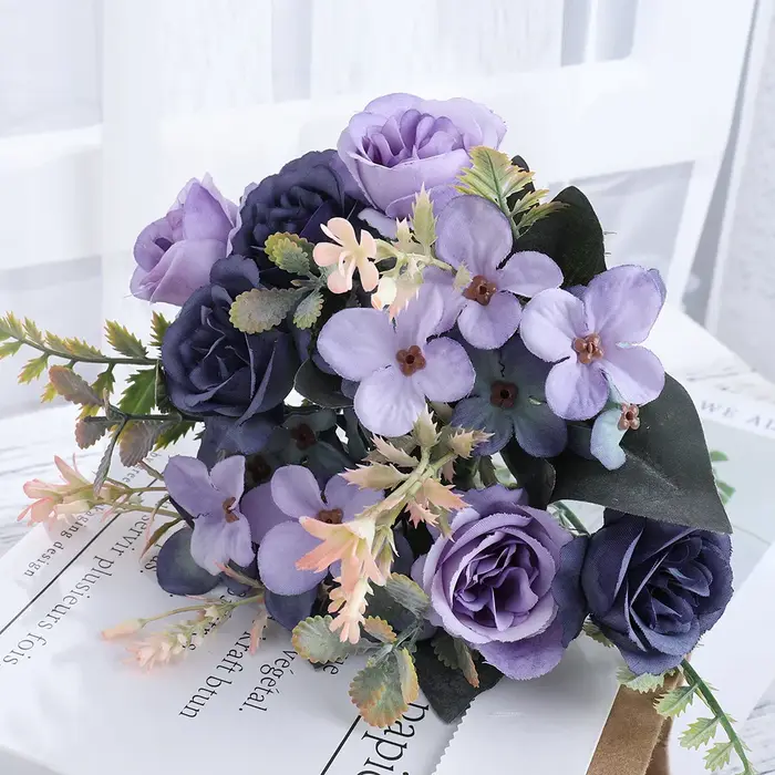 Beaux Roses artificielles hortensia en soie, Bouquet de mariage pour mariée, fête à domicile, fleurs