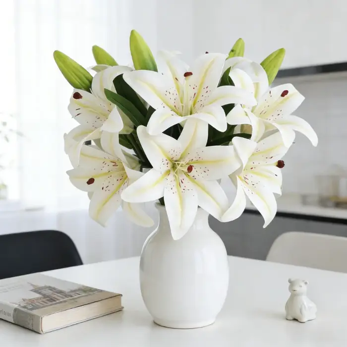 Fleur artificielle de lys de 38 cm pour bouquet de mariage