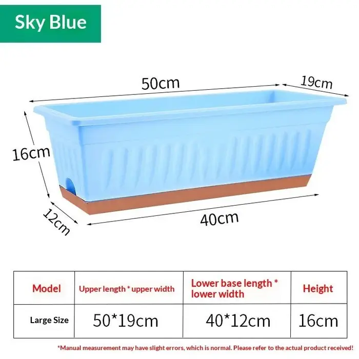 1 boîte à fleurs rectangulaire en plastique avec drainage