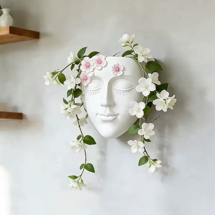 Pot de fleurs mural classique en forme de tête
