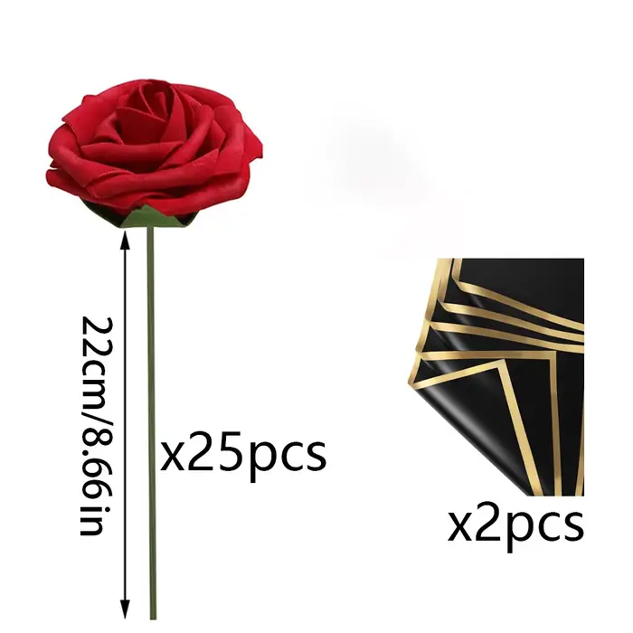 Rose rouge fleurs artificielles bricolage Bouquets 25 pièces ensemble PE Roses fausse fleur pour cen