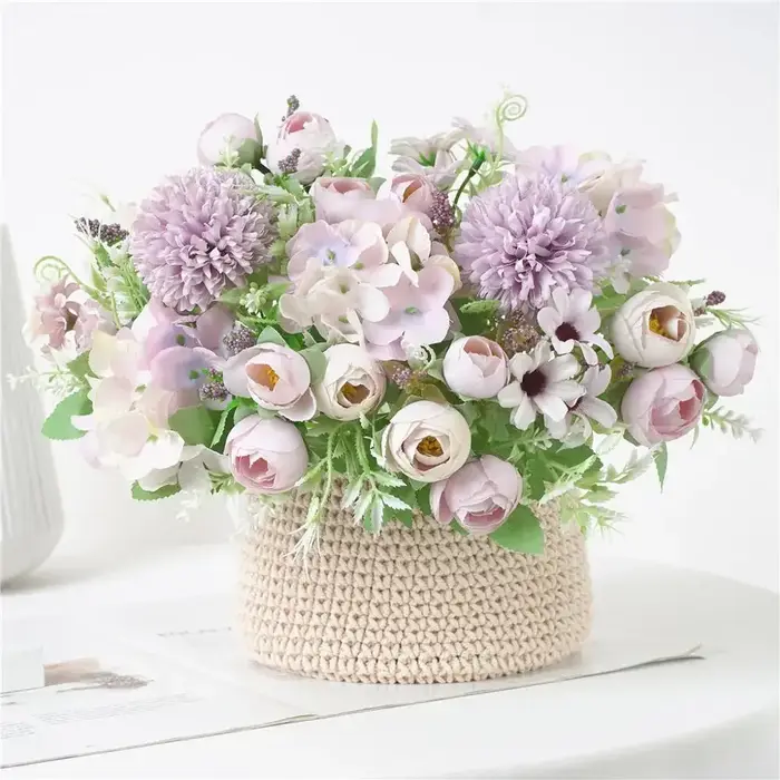 Bouquet de fleurs d'hortensia artificielles à 7 têtes