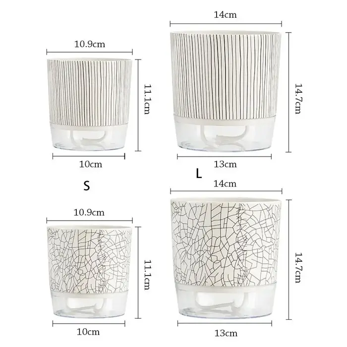 Pot de plantes transparent auto-arrosant