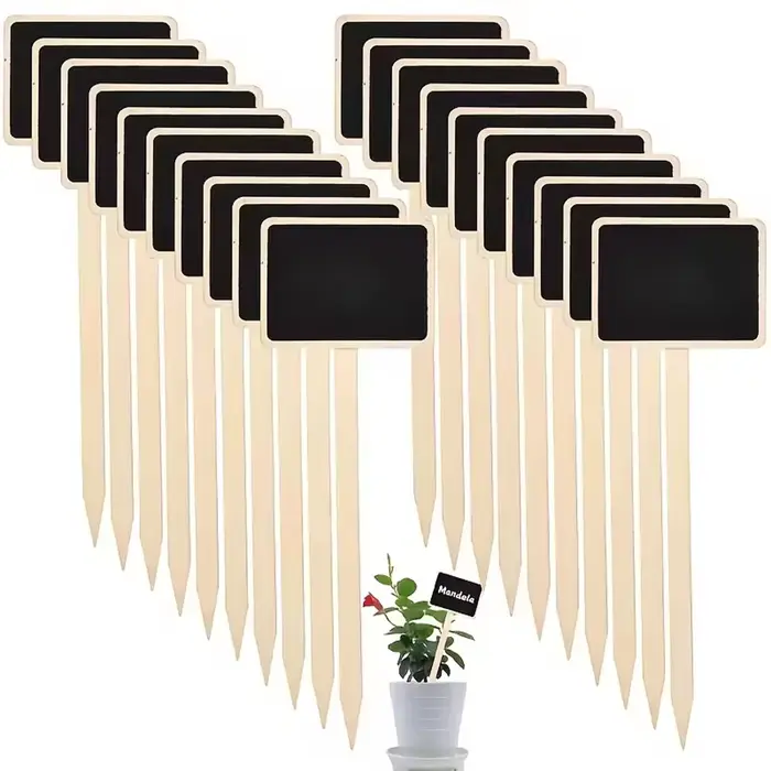 Étiquettes de plantes rustiques en bois, panneaux de jardin en forme de T, tableau noir, support au sol, 10 pièces