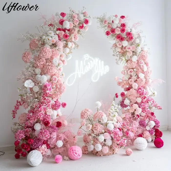 Uflower luxe romantique pêche rose hortensia