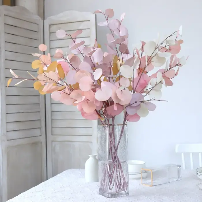 Plantes artificielles de cuir chevelu d'eucalyptus rose