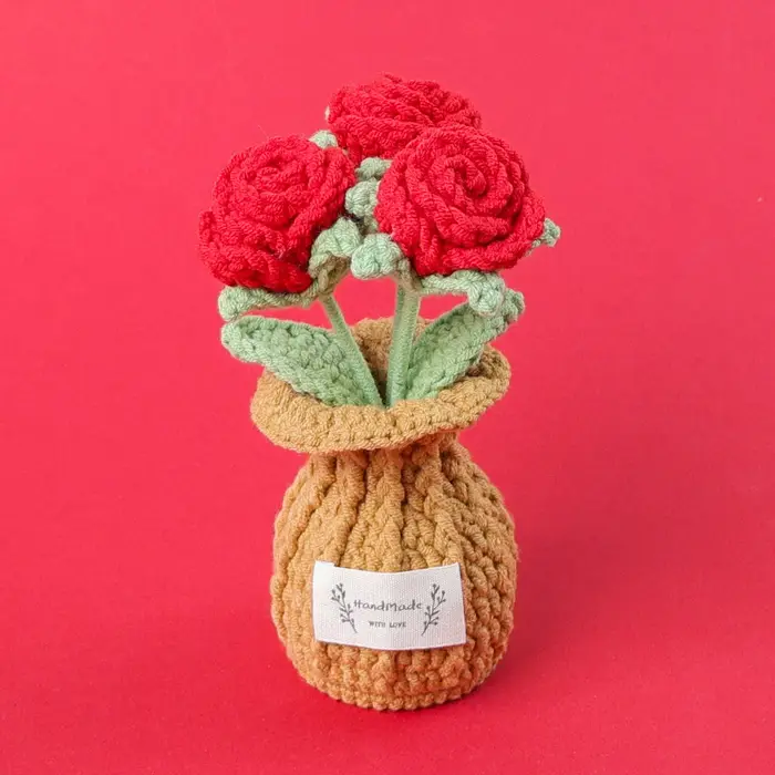 2025 tulipes fleurs au Crochet avec Pot de tournesol tricoté