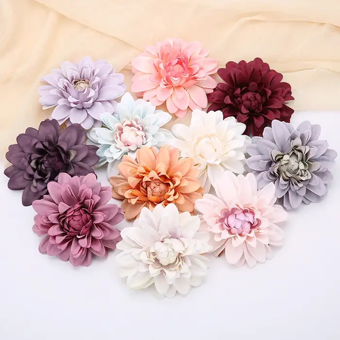 Têtes de fleurs artificielles Dahlia en soie