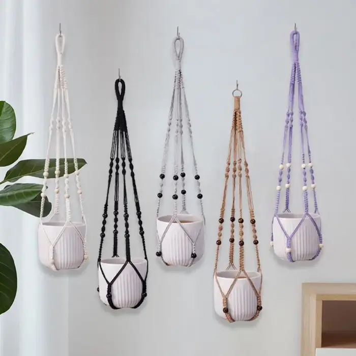Porte-plante suspendu en macramé Boho
