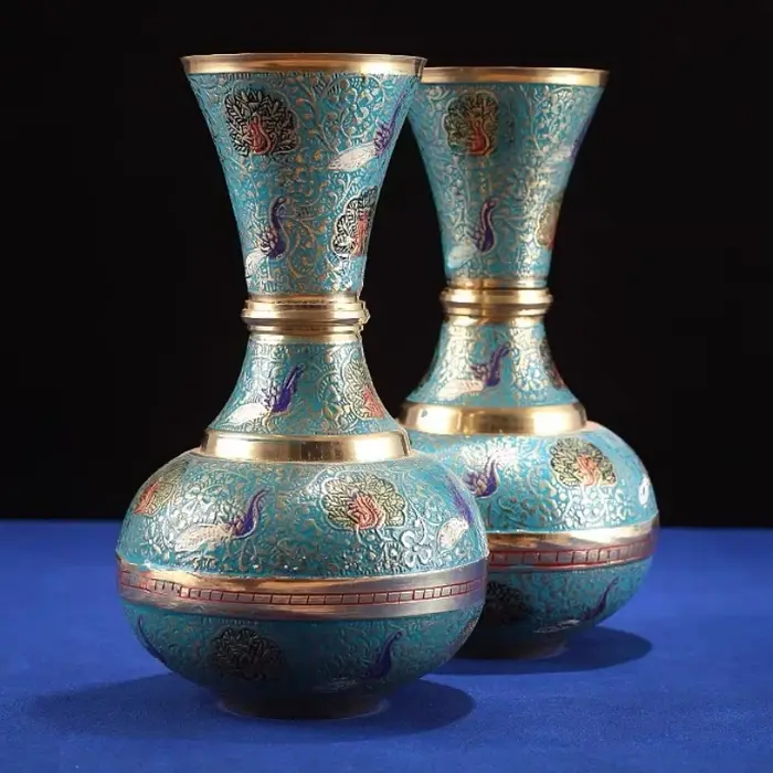 Vase Tibétain en Cuivre pour Décoration de Bureau
