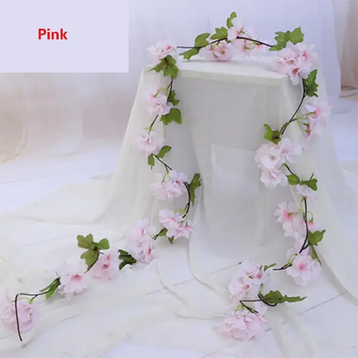 Guirlande de fleurs de cerisier artificielles, 180CM, 135 têtes, guirlande de fleurs suspendues pour