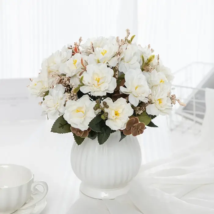 Fleurs artificielles Scrapbooking Soie Cerise Vase Accueil Salle Table Décor Extérieur Mariage Jardin Bouquet Bricolage Festival Couronne