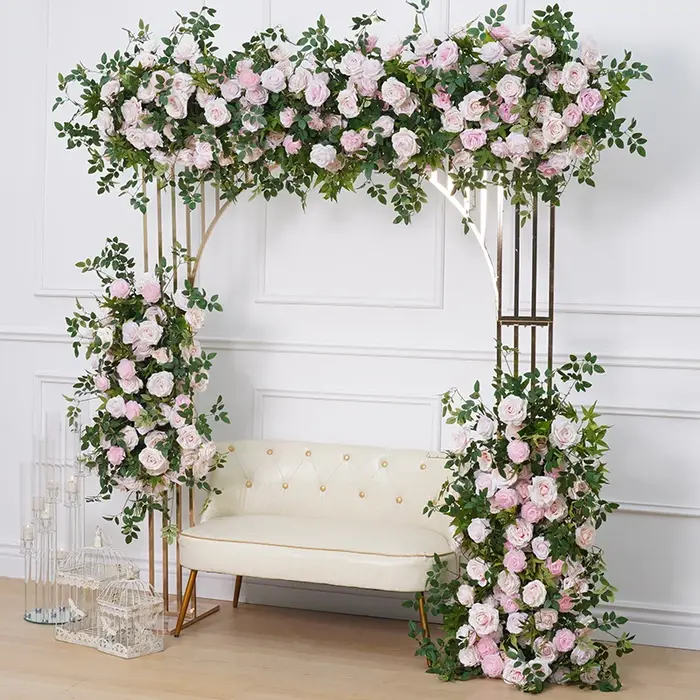 A7876 Rose vert plante vigne feuille d'érable fleur Arrangement décor pour mariage toile de fond arc cadre accrocher rangée florale scène accessoires