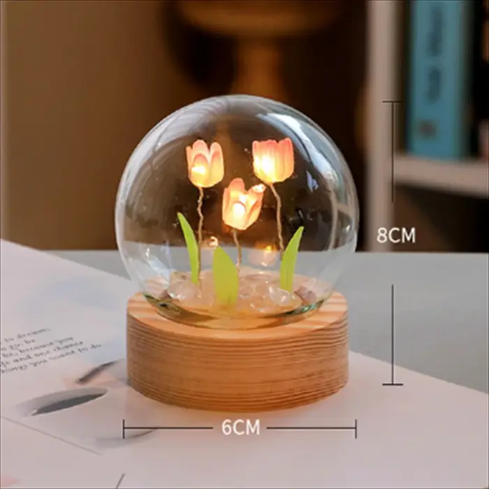 Tulipe veilleuse mignon chambre décor lampe florale saint valentin cadeau Lampara tulipanes petite amie bricolage matériel fait à la main