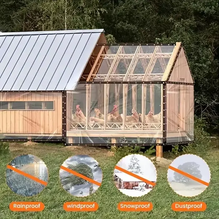 Bâche imperméable transparente en PE avec œillets pour jardin