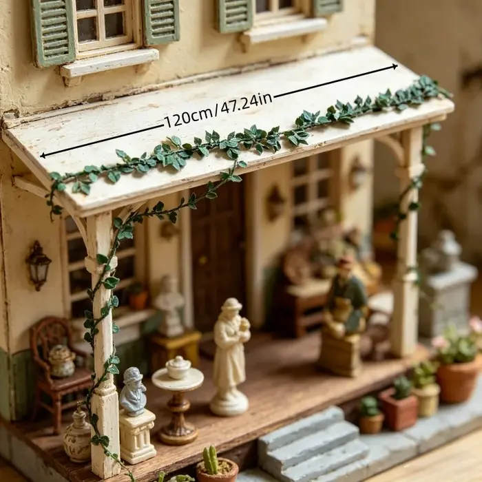 Guirlandes de vigne simulées miniatures de 120 cm/47,2 pouces, plantes vertes miniatures, utilisées pour la décoration de clôtures et de maisons de poupées