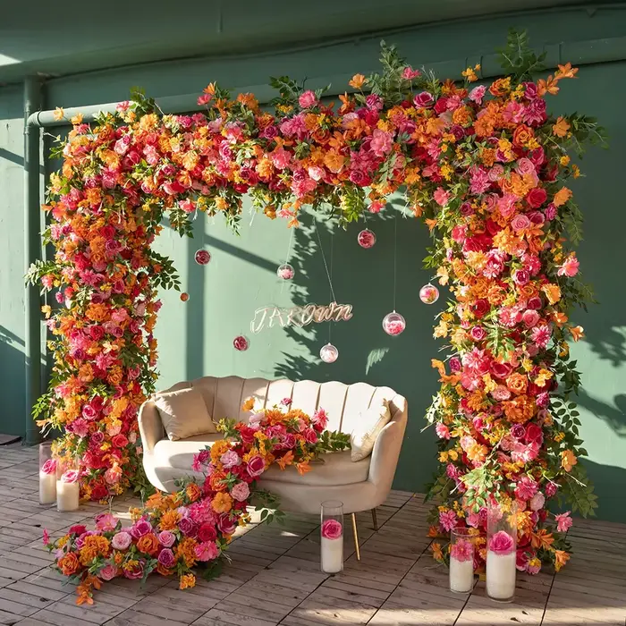 Rose Artificielle de Luxe Orange et Rose