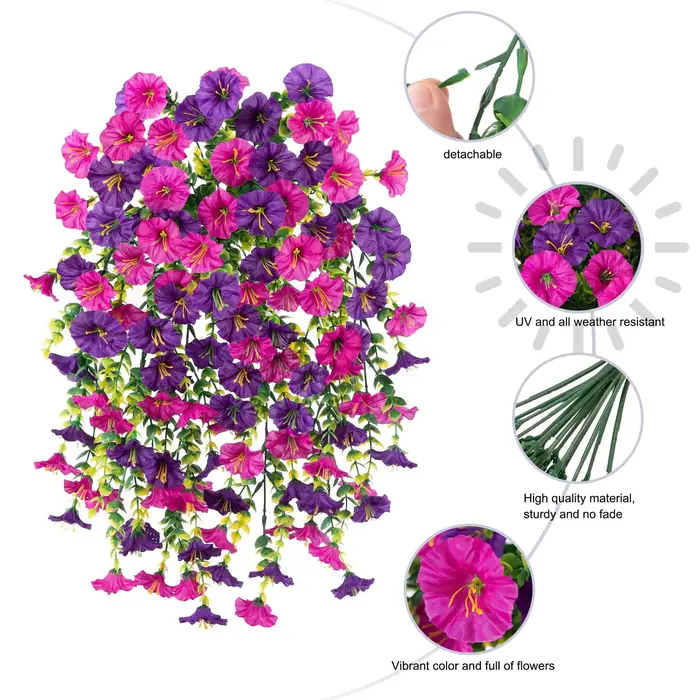 Fleur artificielle suspendue pour décoration intérieure et extérieure : simulation de volubilis et de trompette de mer