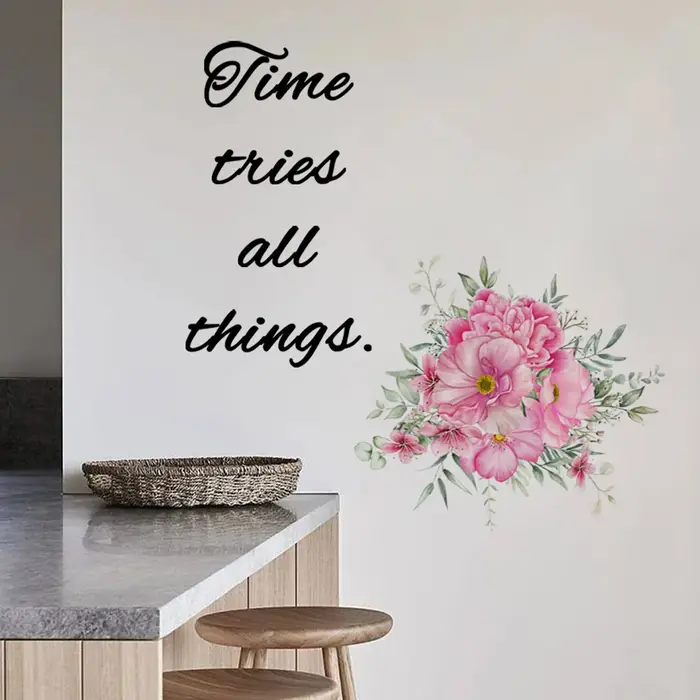 Autocollant mural avec citations inspirantes de fleurs
