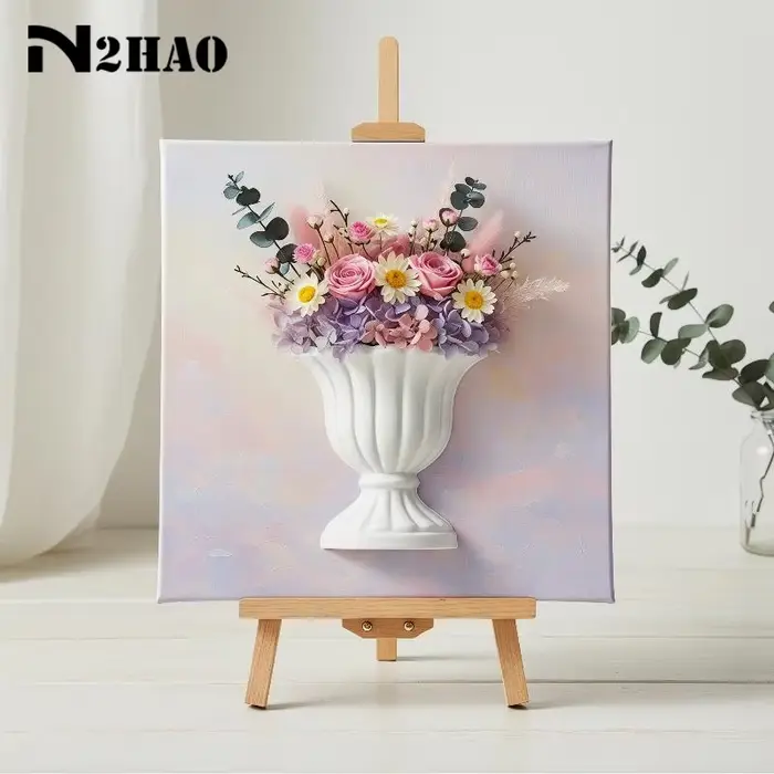 Vase mural demi-cercle blanc pour peinture à l'huile à la française