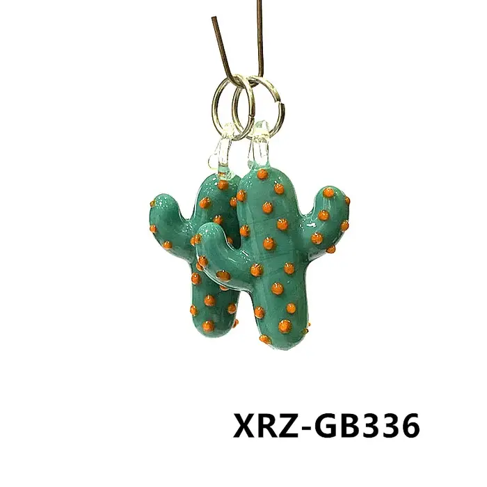 2 pièces de charme en verre de cactus mignon créatif Petits ornements à pendentifs à plantes miniatures faits à la main pour accessoires de fabrication de collier de bijoux de mode pour femmes DIy