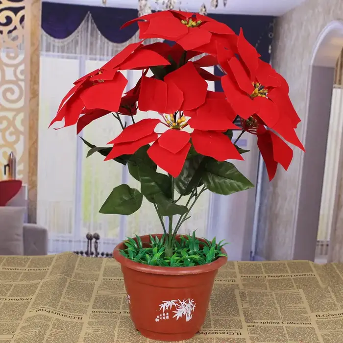 Plantes artificielles pour décoration de Noël, 10/20 pièces, fausses fleurs rouges, décorations pour arbre de Noël, fausses plantes, branches de fleurs en soie pour la maison